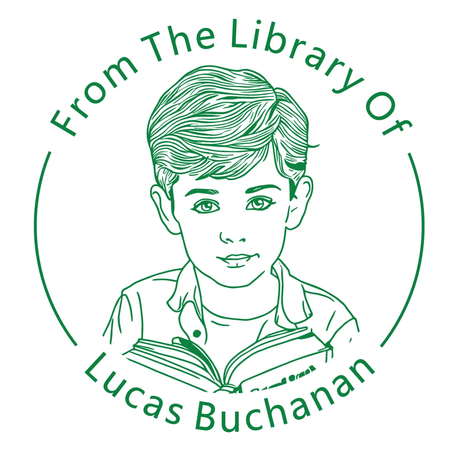 Custom Portrait From The Library Of Stamp with Text Wood Handle Stamp Self-inking Stamp