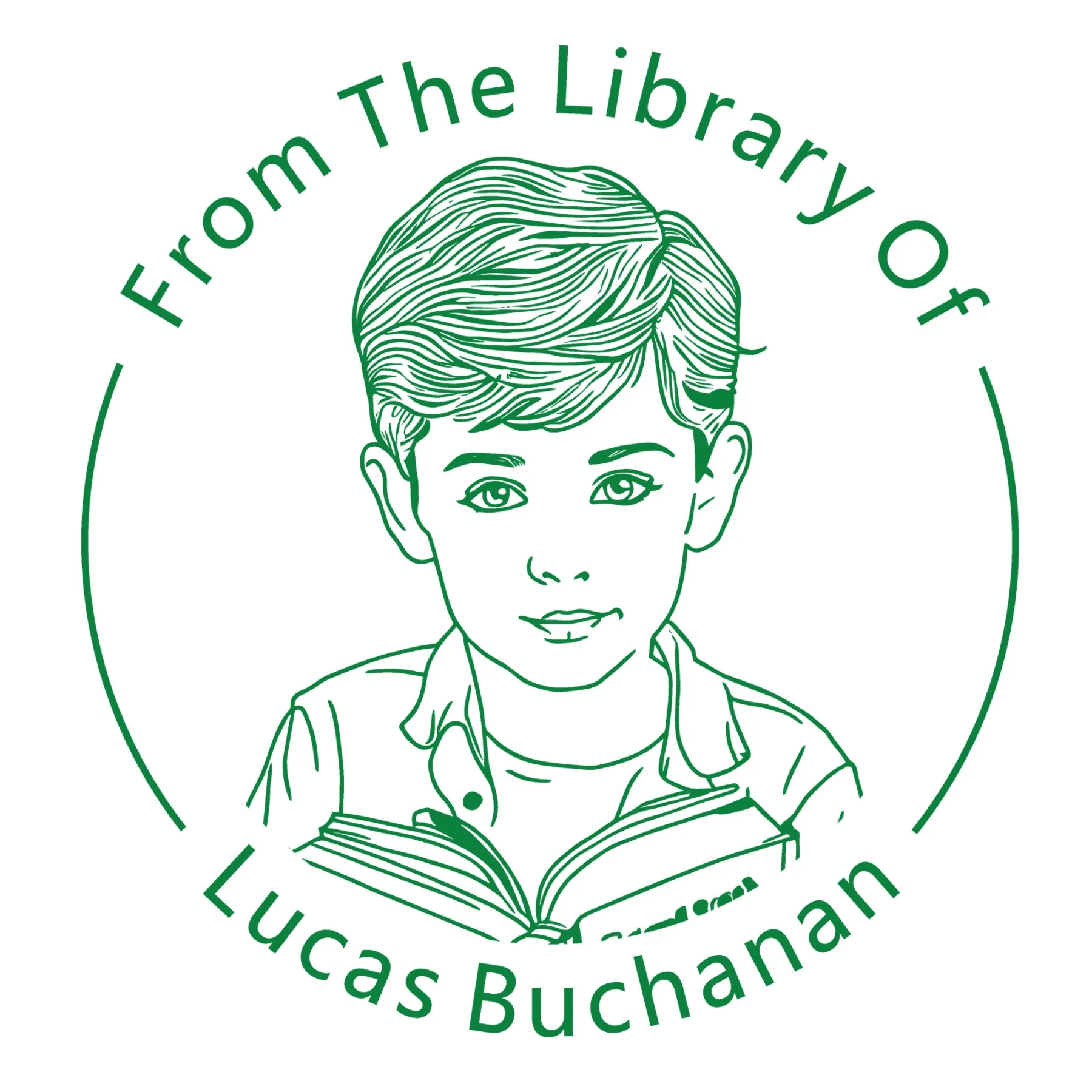 Custom Portrait From The Library Of Stamp with Text Wood Handle Stamp Self-inking Stamp