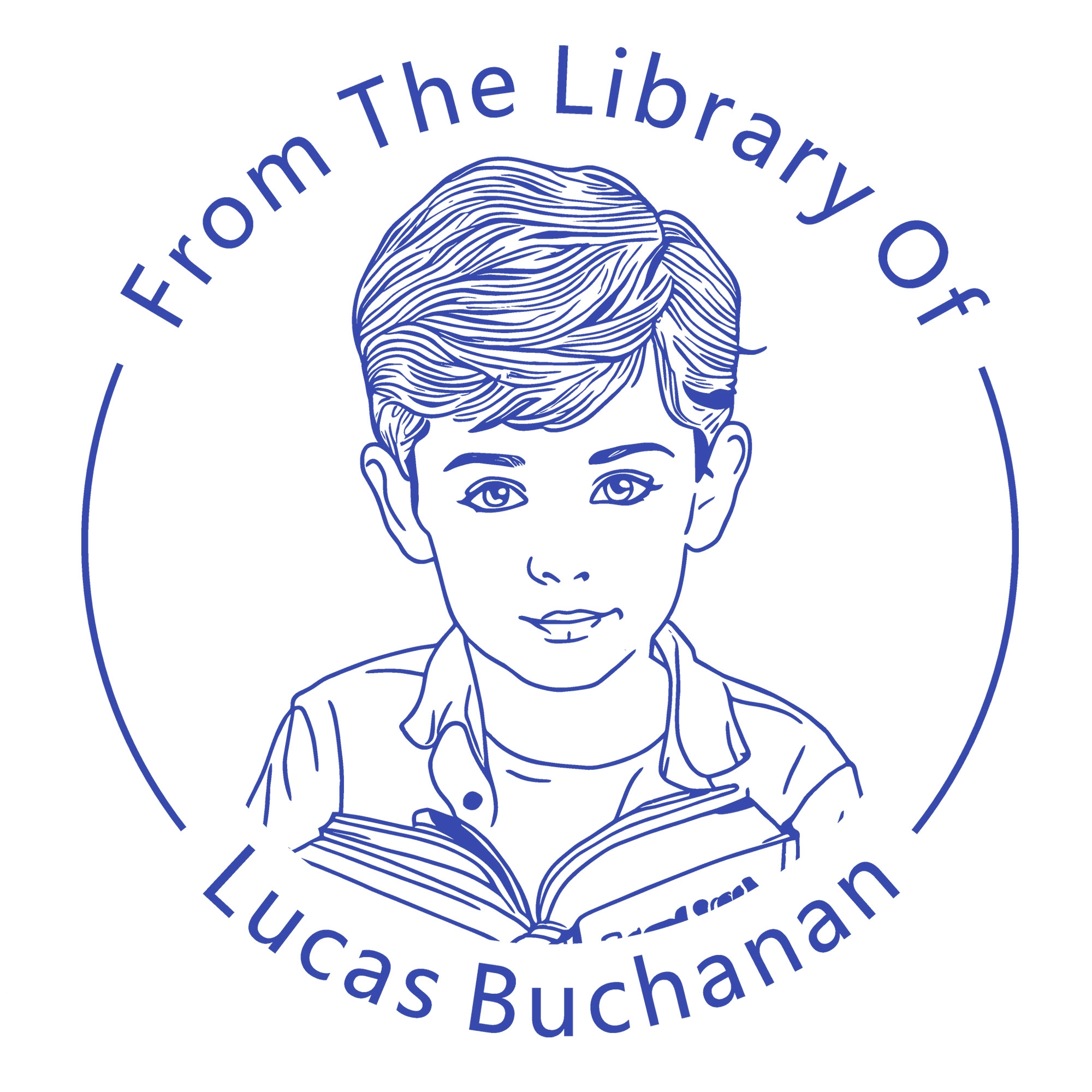 Custom Portrait From The Library Of Stamp with Text Wood Handle Stamp Self-inking Stamp