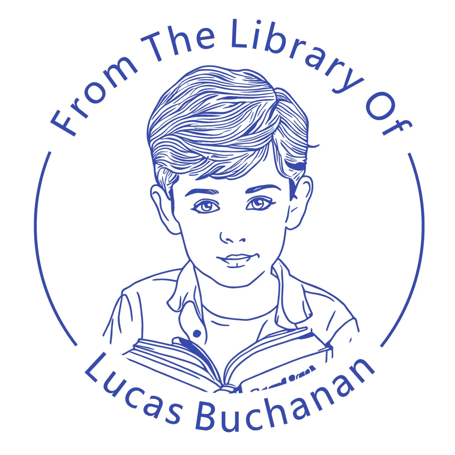 Custom Portrait From The Library Of Stamp with Text Wood Handle Stamp Self-inking Stamp