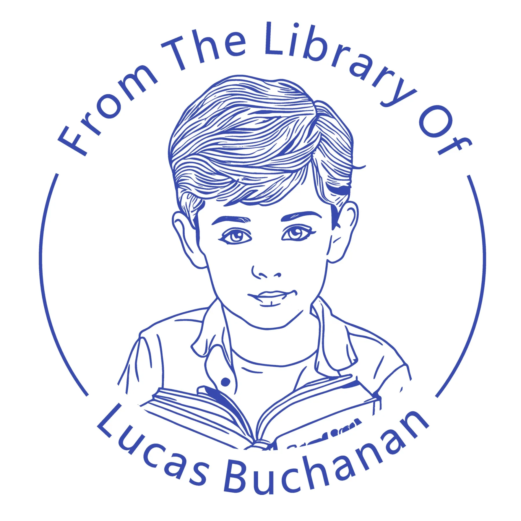 Custom Portrait From The Library Of Stamp with Text Wood Handle Stamp Self-inking Stamp