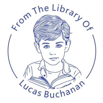 Custom Portrait From The Library Of Stamp with Text Wood Handle Stamp Self-inking Stamp