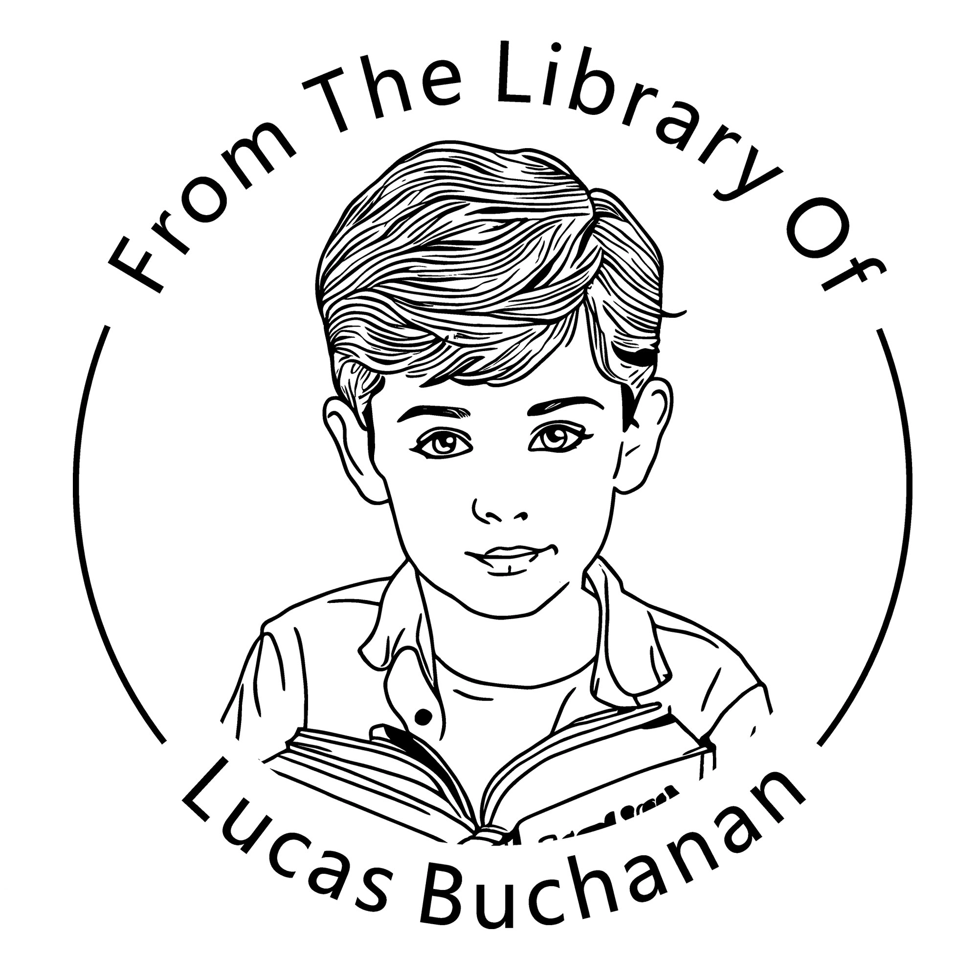 Custom Portrait From The Library Of Stamp with Text Wood Handle Stamp Self-inking Stamp