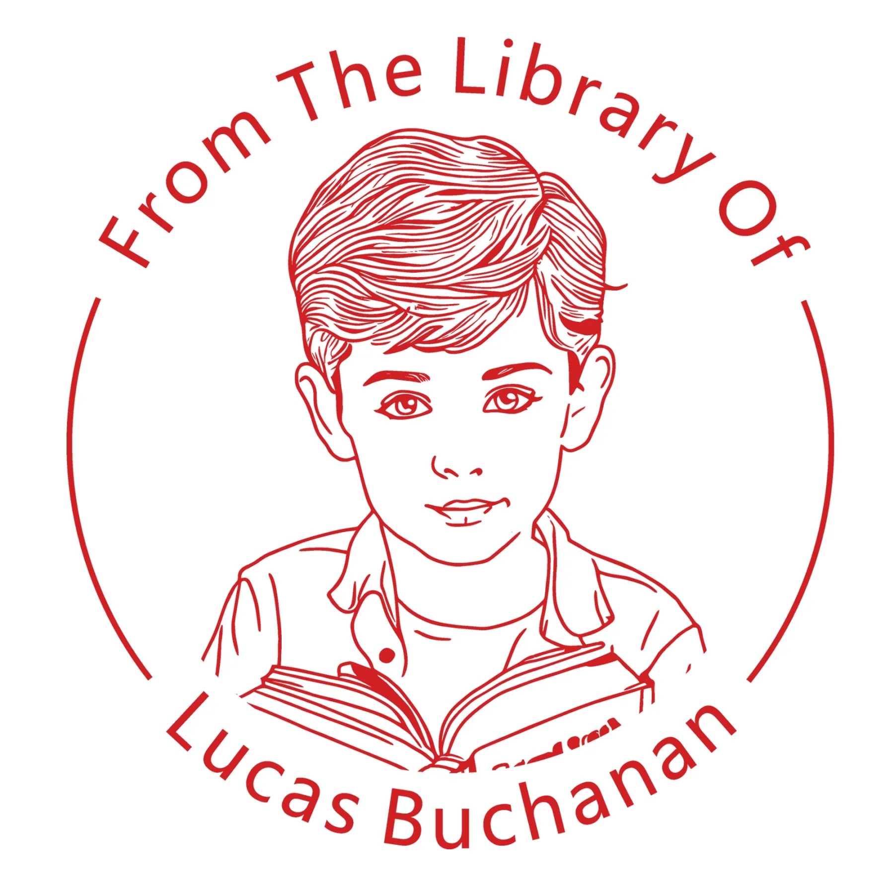 Custom Portrait From The Library Of Stamp with Text Wood Handle Stamp Self-inking Stamp