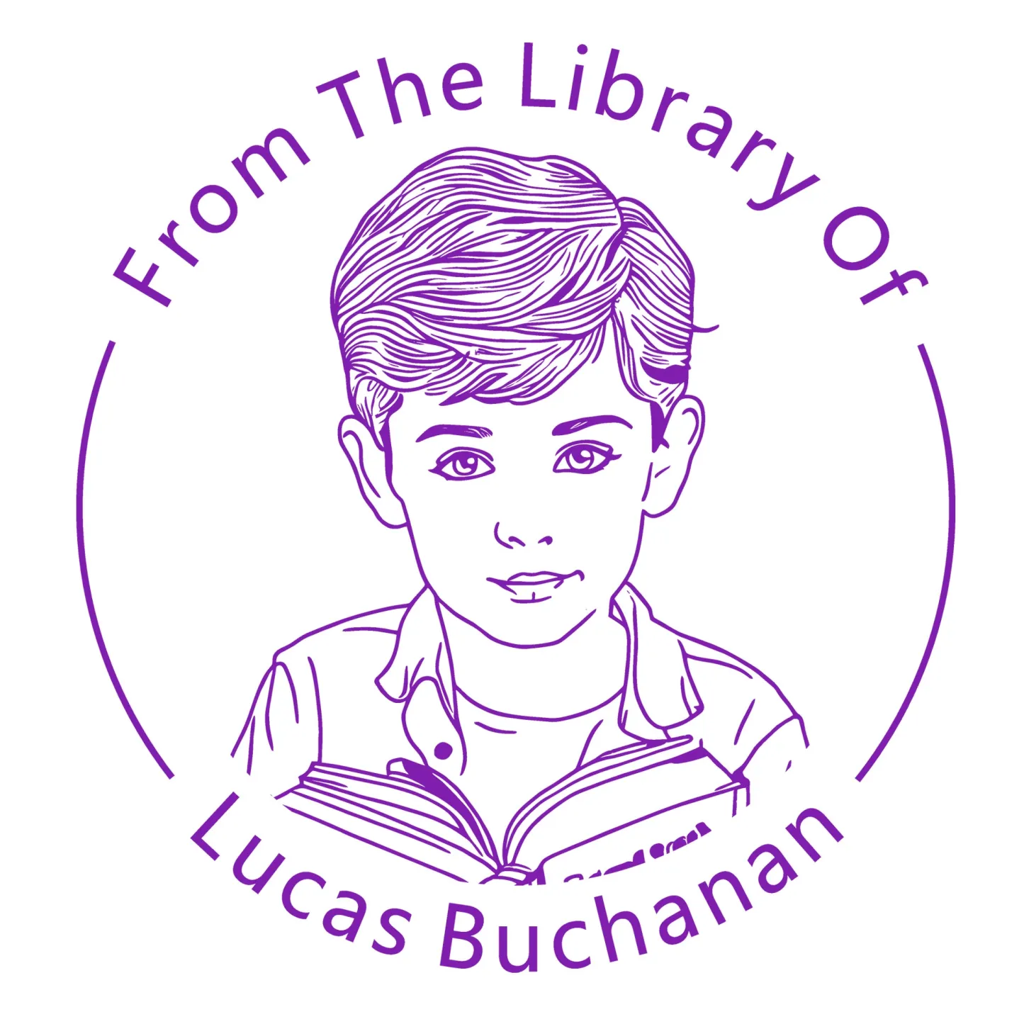 Custom Portrait From The Library Of Stamp with Text Wood Handle Stamp Self-inking Stamp