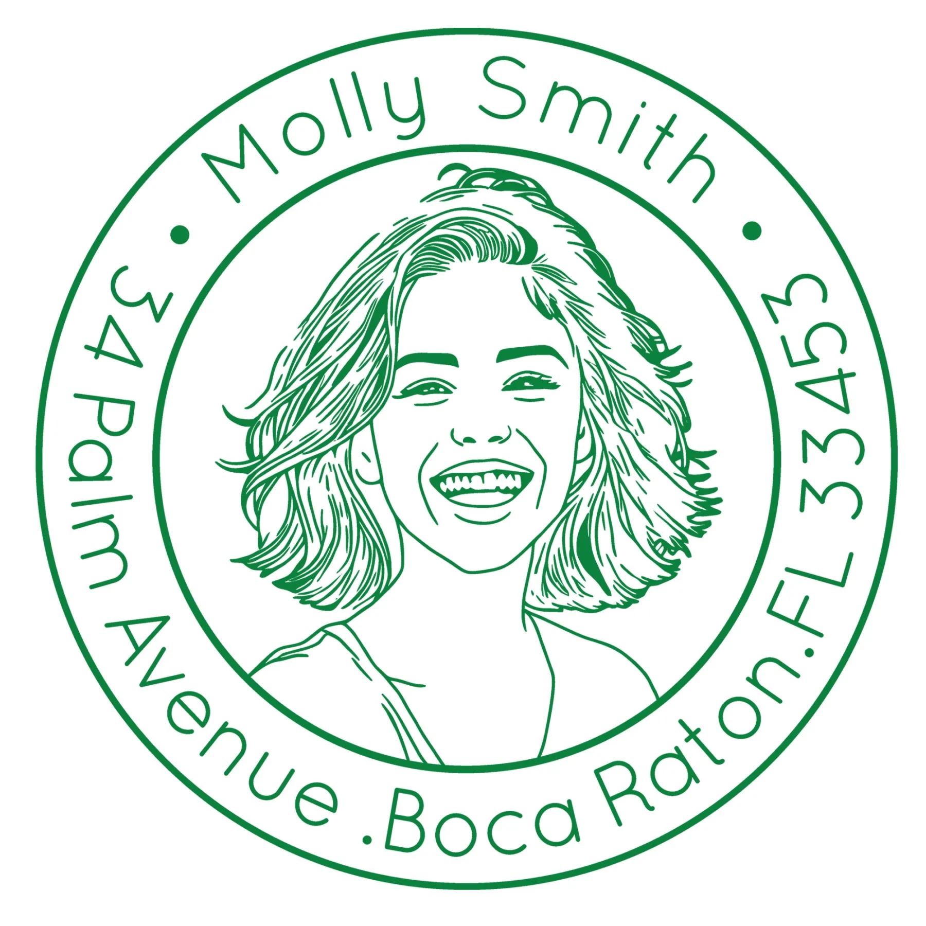 Custom Portrait Stamp with Circular Text Wood Handle Stamp Self-inking Stamp