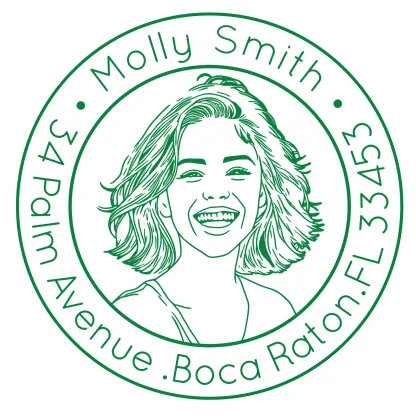 Custom Portrait Stamp with Circular Text Wood Handle Stamp Self-inking Stamp