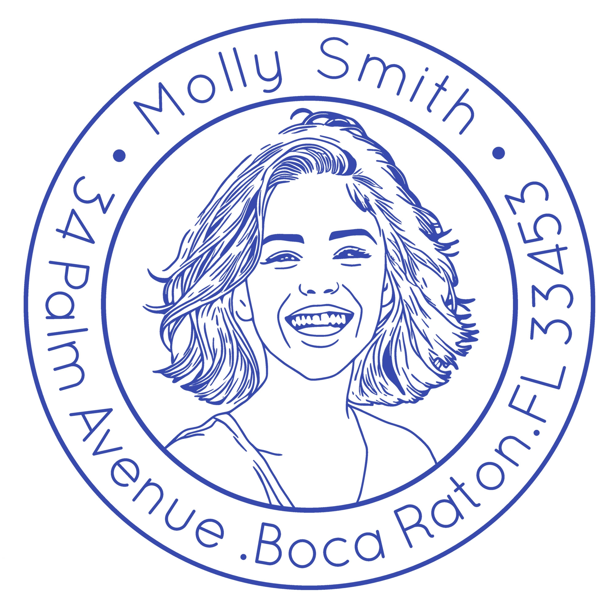 Custom Portrait Stamp with Circular Text Wood Handle Stamp Self-inking Stamp