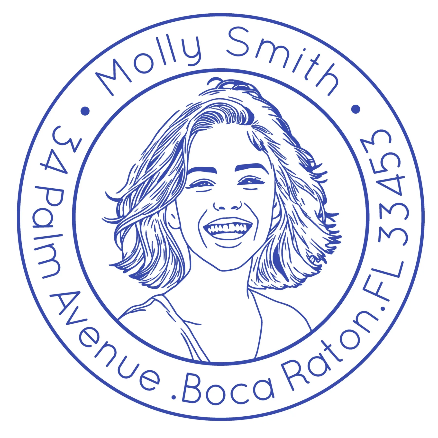 Custom Portrait Stamp with Circular Text Wood Handle Stamp Self-inking Stamp