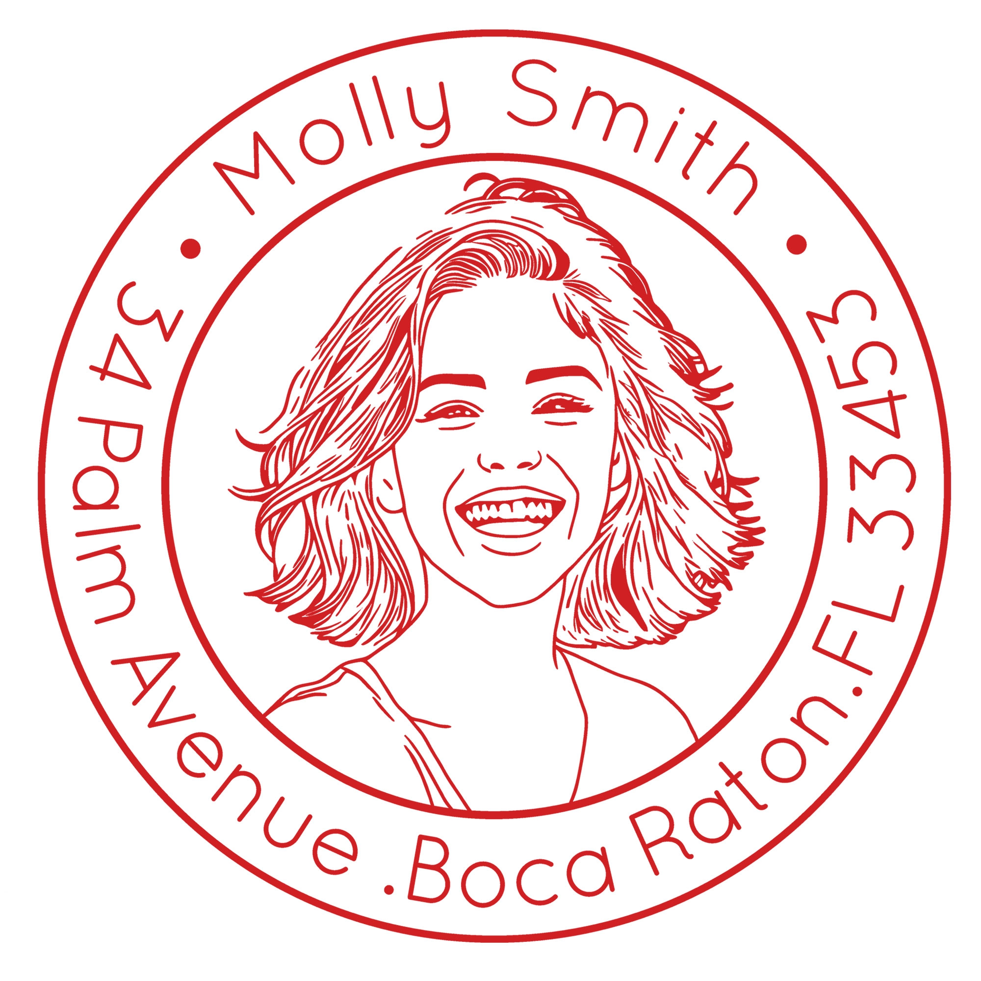 Custom Portrait Stamp with Circular Text Wood Handle Stamp Self-inking Stamp