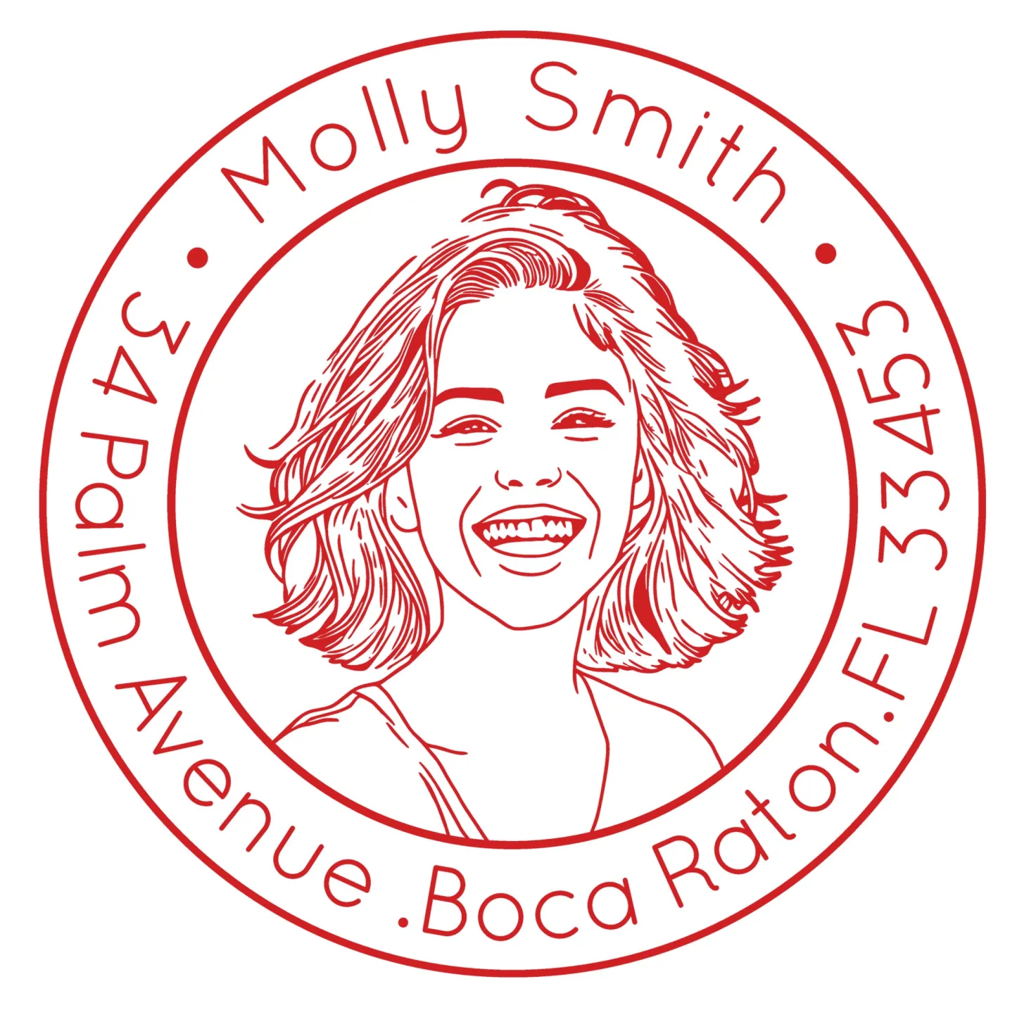 Custom Portrait Stamp with Circular Text Wood Handle Stamp Self-inking Stamp