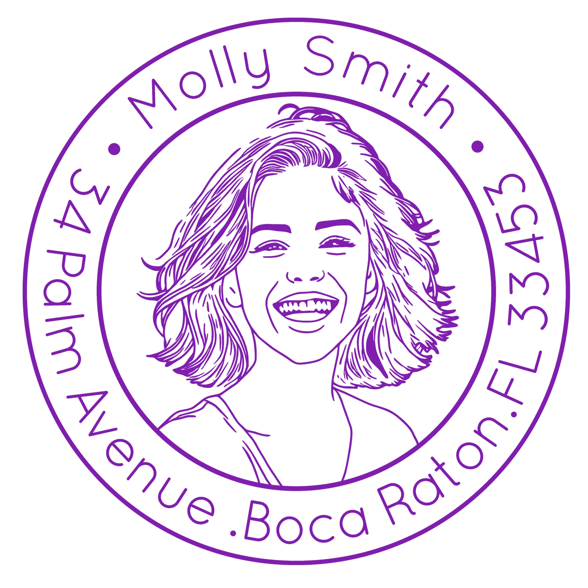 Custom Portrait Stamp with Circular Text Wood Handle Stamp Self-inking Stamp