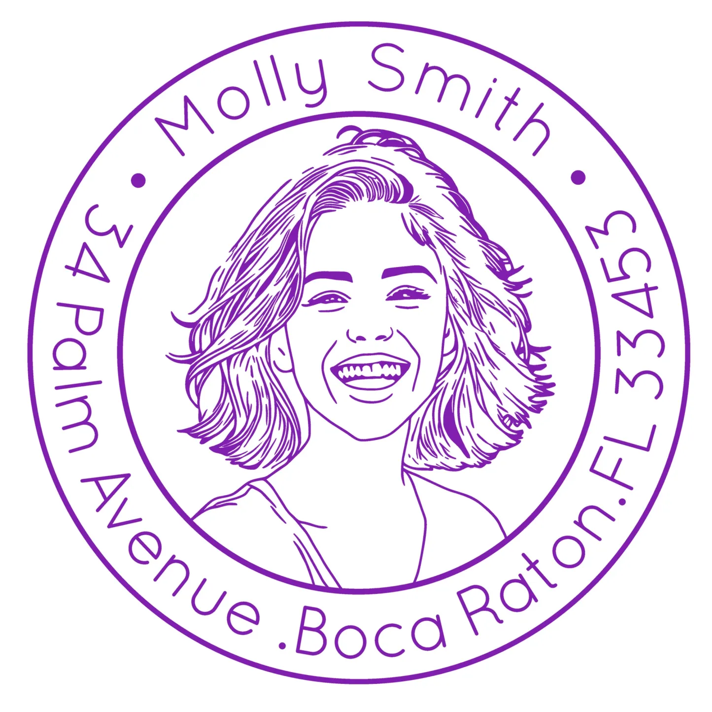 Custom Portrait Stamp with Circular Text Wood Handle Stamp Self-inking Stamp