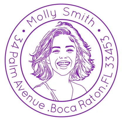 Custom Portrait Stamp with Circular Text Wood Handle Stamp Self-inking Stamp