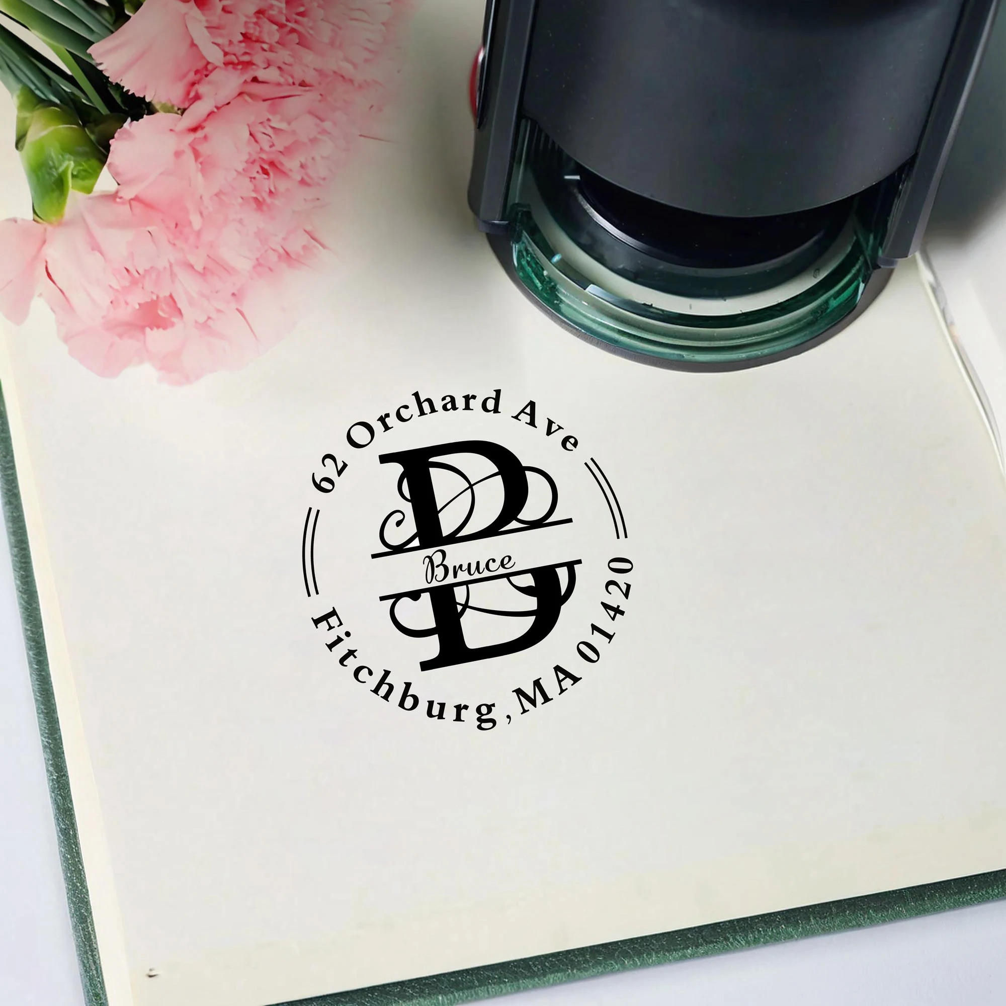 Custom Initial Name Text Stamp Wood Handle Stamp Self-inking Stamp Book Embosser