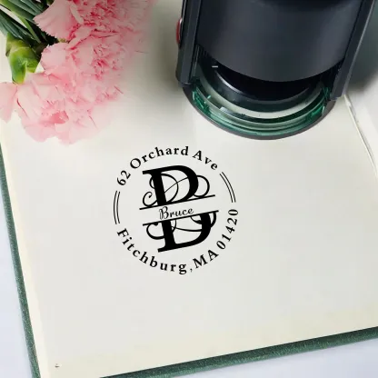 Custom Initial Name Text Stamp Wood Handle Stamp Self-inking Stamp Book Embosser