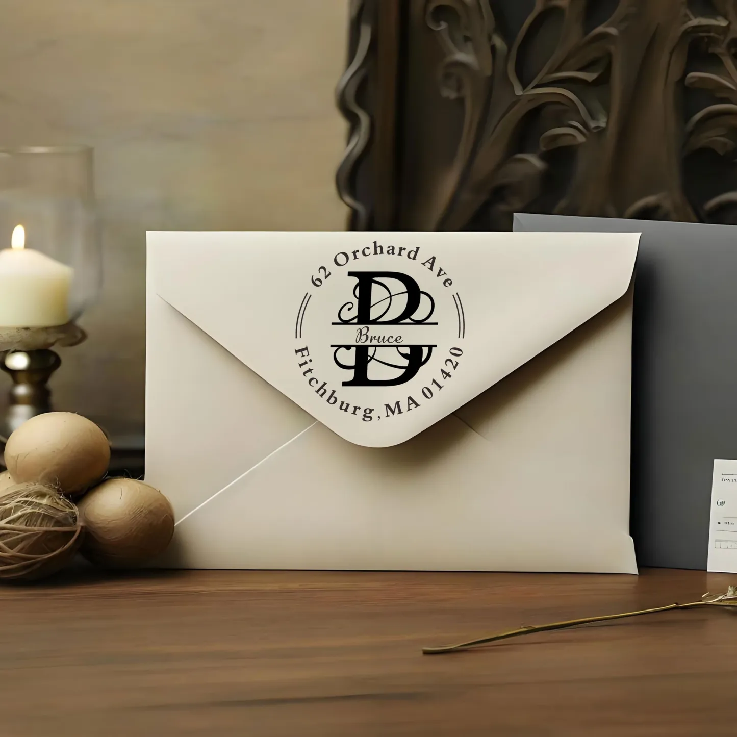 Custom Initial Name Text Stamp Wood Handle Stamp Self-inking Stamp Book Embosser