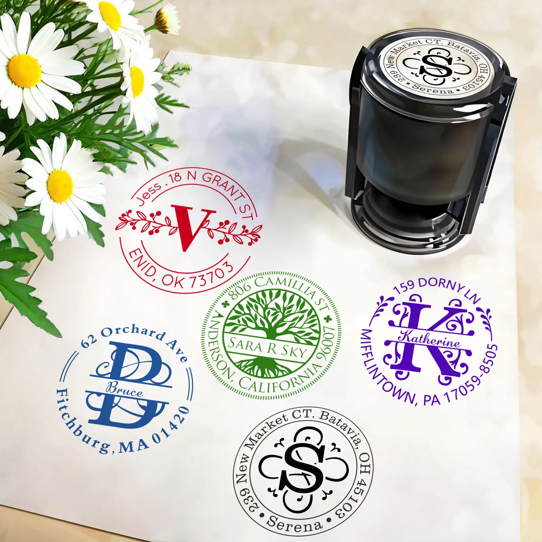 Custom Initial Text From Stamp Wood Handle Stamp Self-inking Stamp Book Embosser