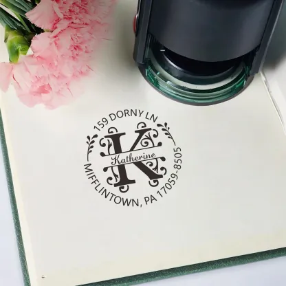 Custom Name Initial Text Stamp Wood Handle Stamp Self-inking Stamp Book Embosser