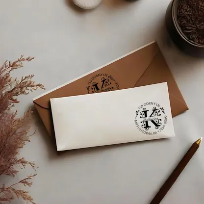 Custom Name Initial Text Stamp Wood Handle Stamp Self-inking Stamp Book Embosser