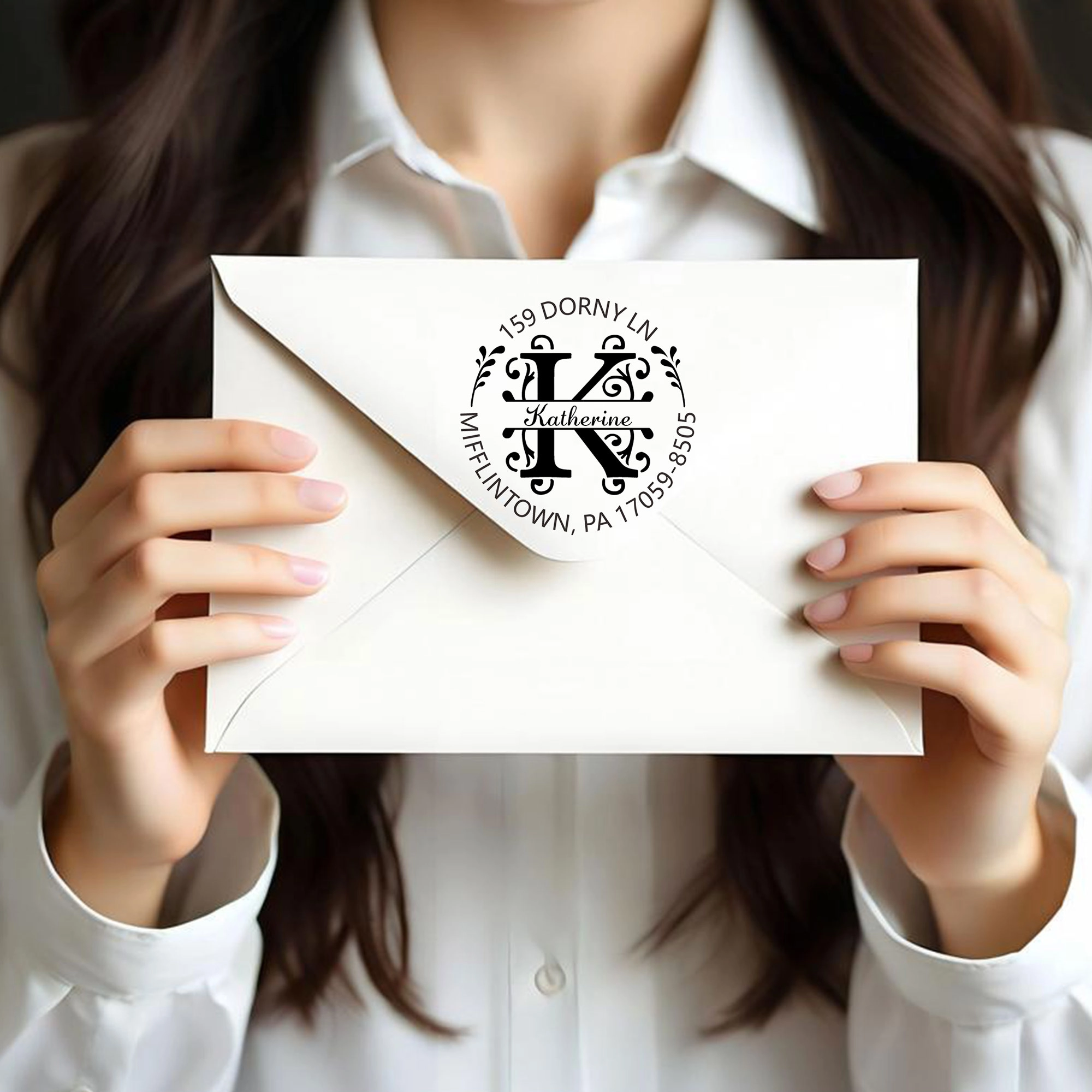 Custom Name Initial Text Stamp Wood Handle Stamp Self-inking Stamp Book Embosser