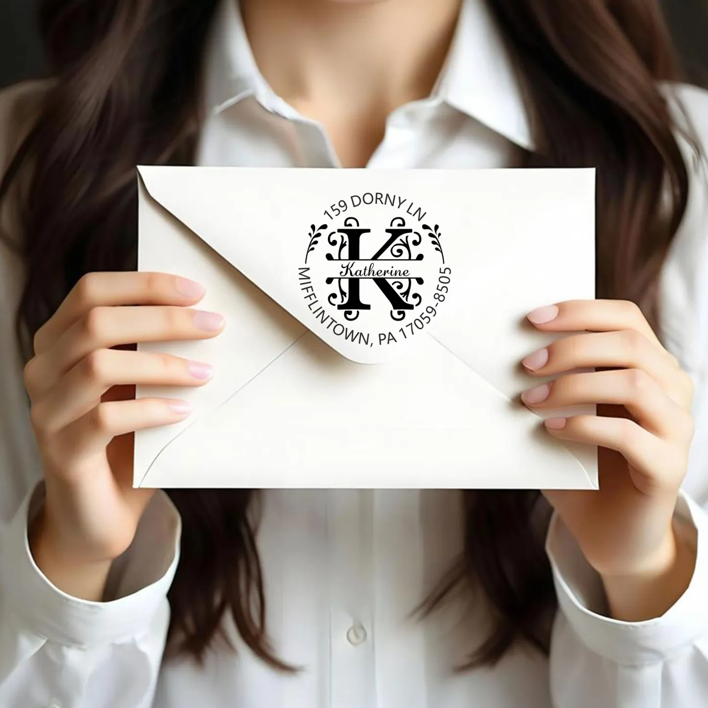 Custom Name Initial Text Stamp Wood Handle Stamp Self-inking Stamp Book Embosser