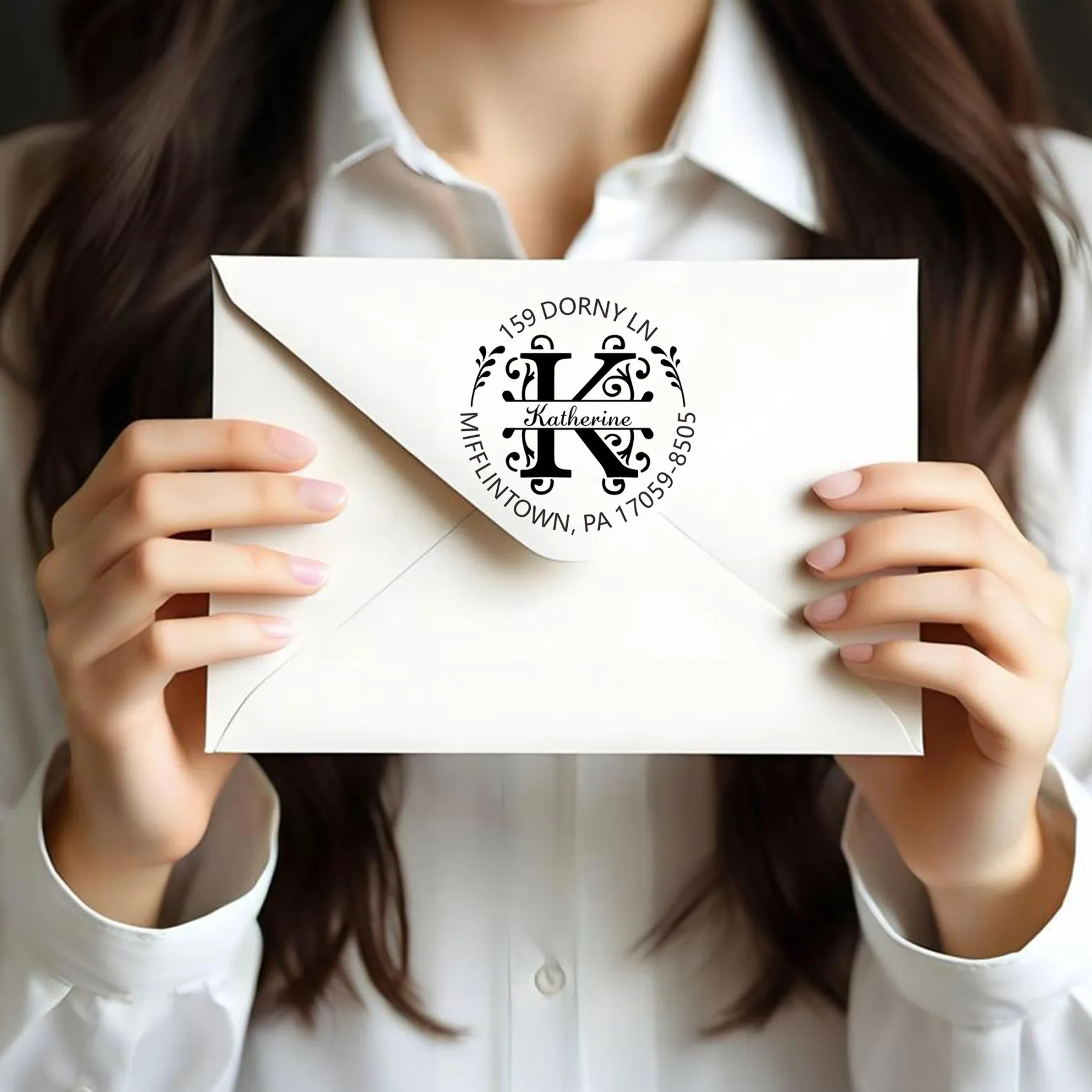 Custom Name Initial Text Stamp Wood Handle Stamp Self-inking Stamp Book Embosser