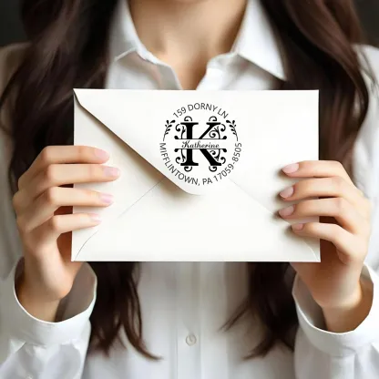 Custom Name Initial Text Stamp Wood Handle Stamp Self-inking Stamp Book Embosser