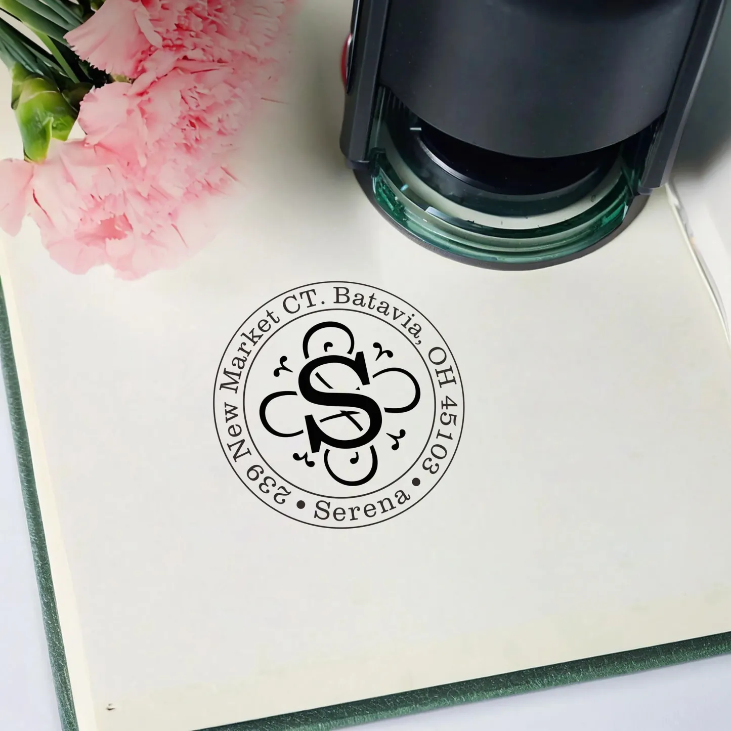 Custom Initial Text Stamp Wood Handle Stamp Self-inking Stamp Book Embosser