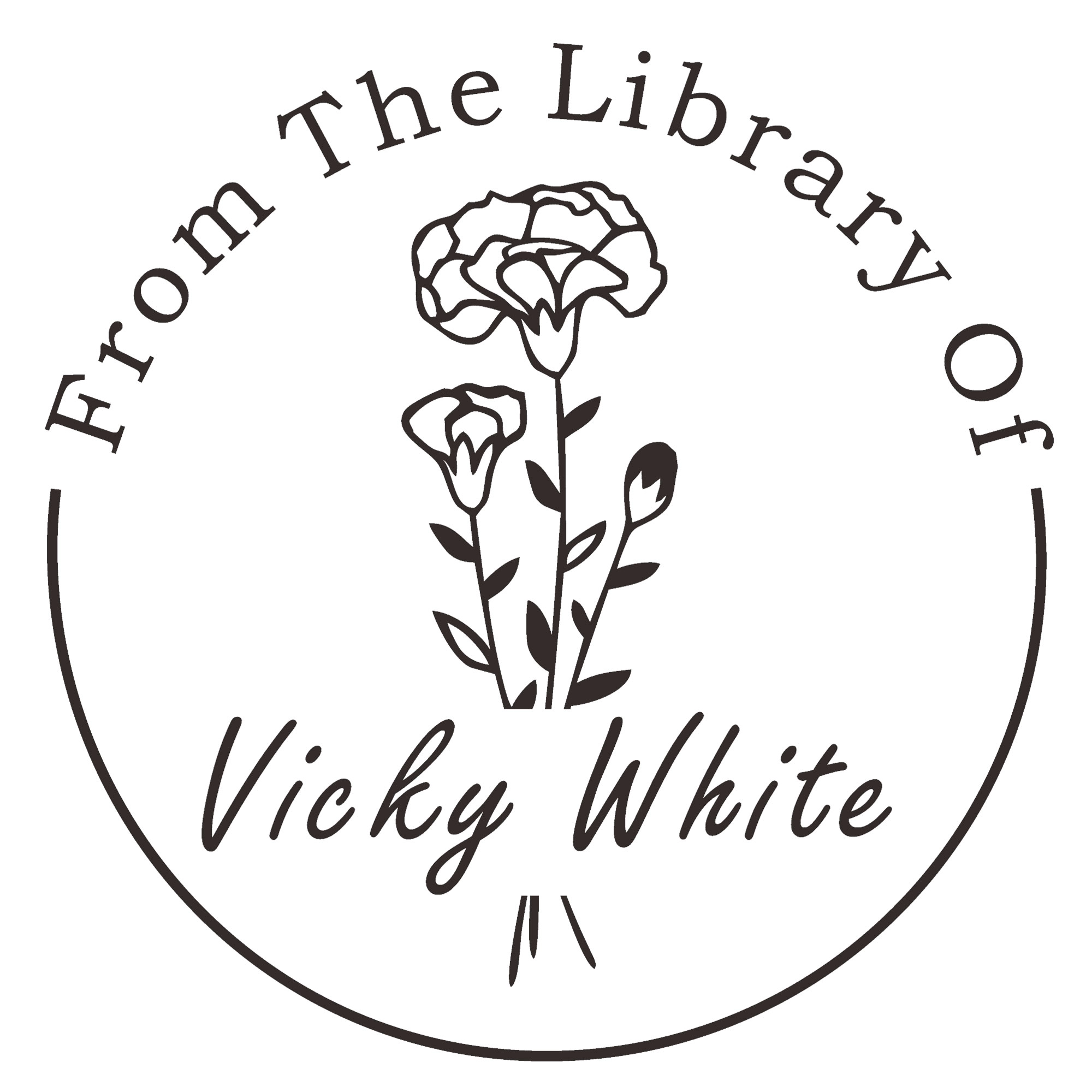 Custom Birth Flower Text From The Library Of Stamp Wood Handle Stamp Self-inking Stamp Book Embosser