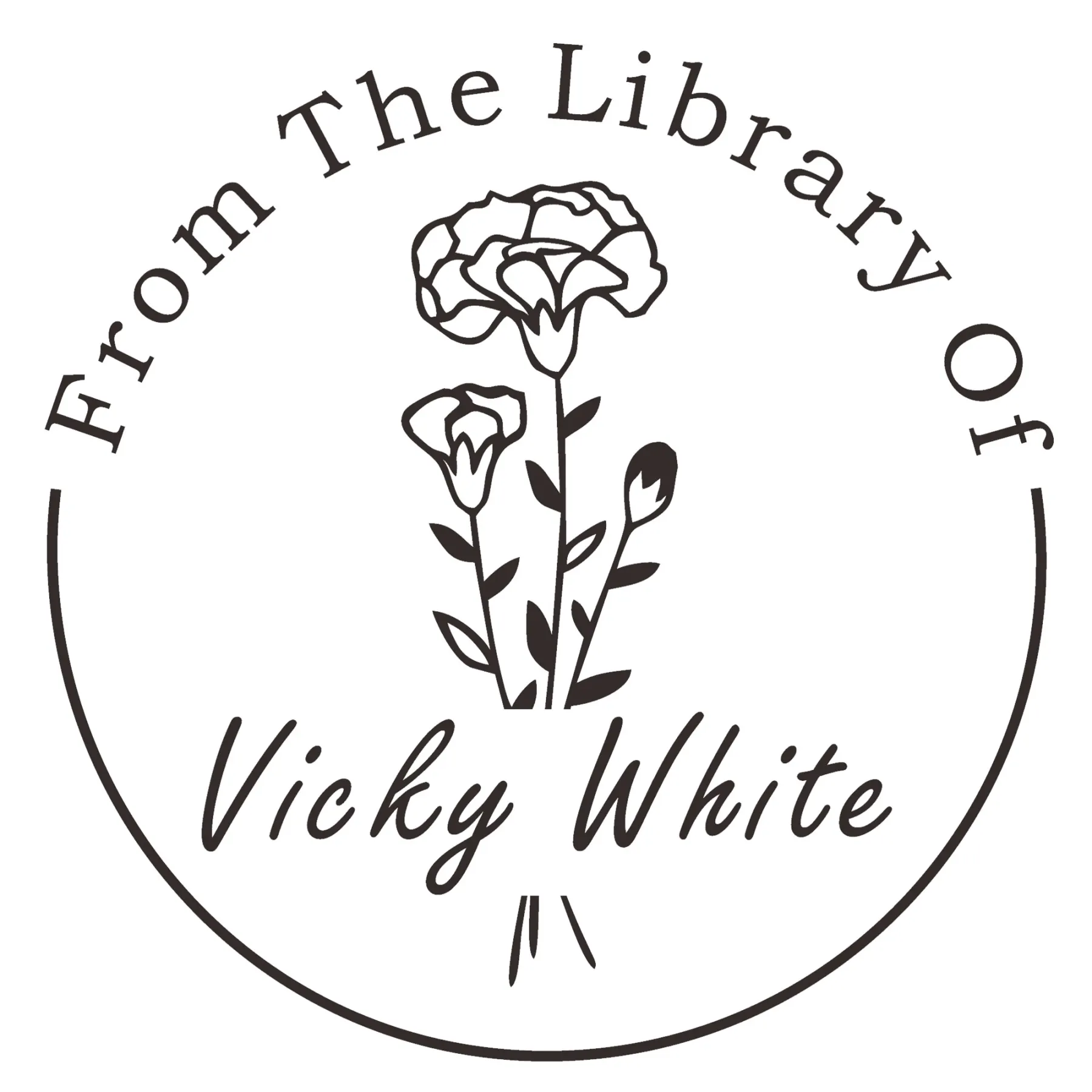 Custom Birth Flower Text From The Library Of Stamp Wood Handle Stamp Self-inking Stamp Book Embosser