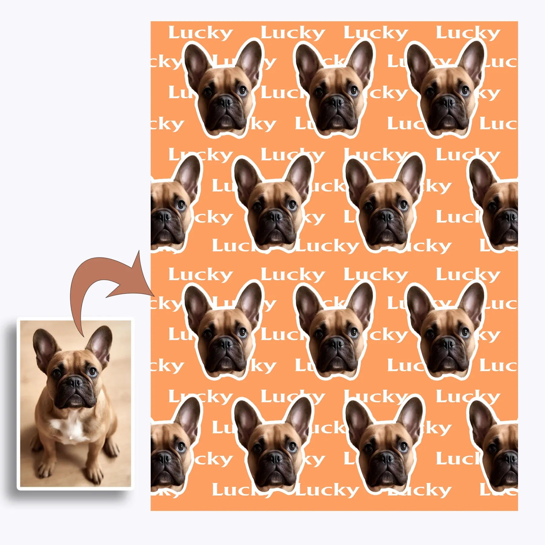 Personalized Fuzzy Fleece Blanket with Pet Face Photo and Text