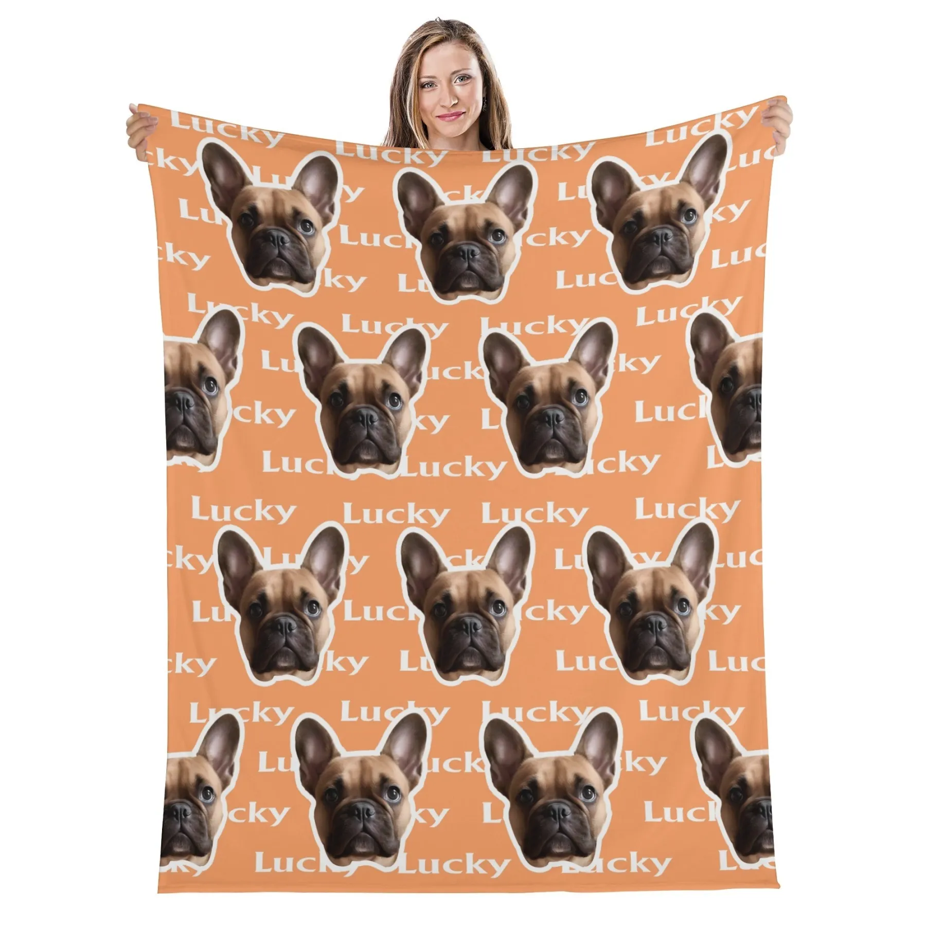 Personalized Fuzzy Fleece Blanket with Pet Face Photo and Text