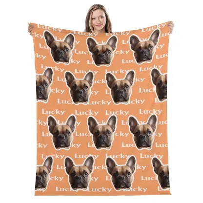 Personalized Fuzzy Fleece Blanket with Pet Face Photo and Text