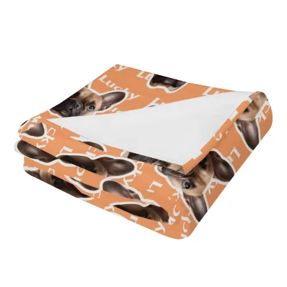 Personalized Fuzzy Fleece Blanket with Pet Face Photo and Text