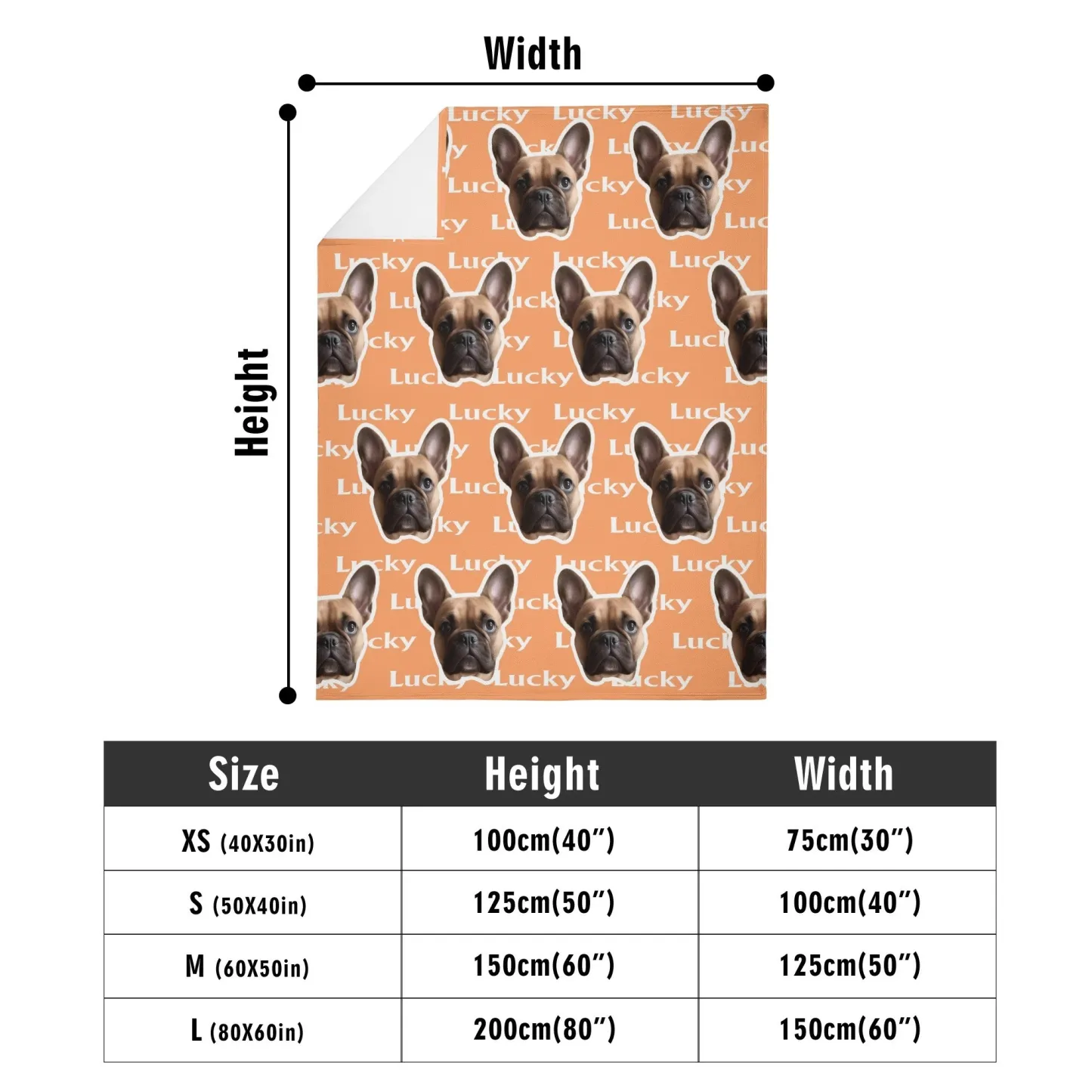 Personalized Fuzzy Fleece Blanket with Pet Face Photo and Text