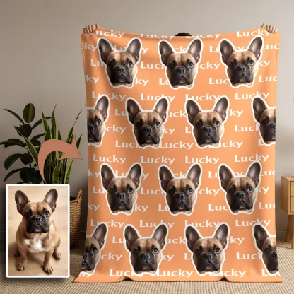 Personalized Fuzzy Fleece Blanket with Pet Face Photo and Text