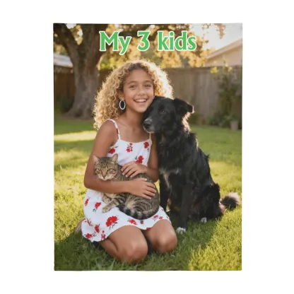 Personalized Photo Fuzzy Fleece Blanket with Text