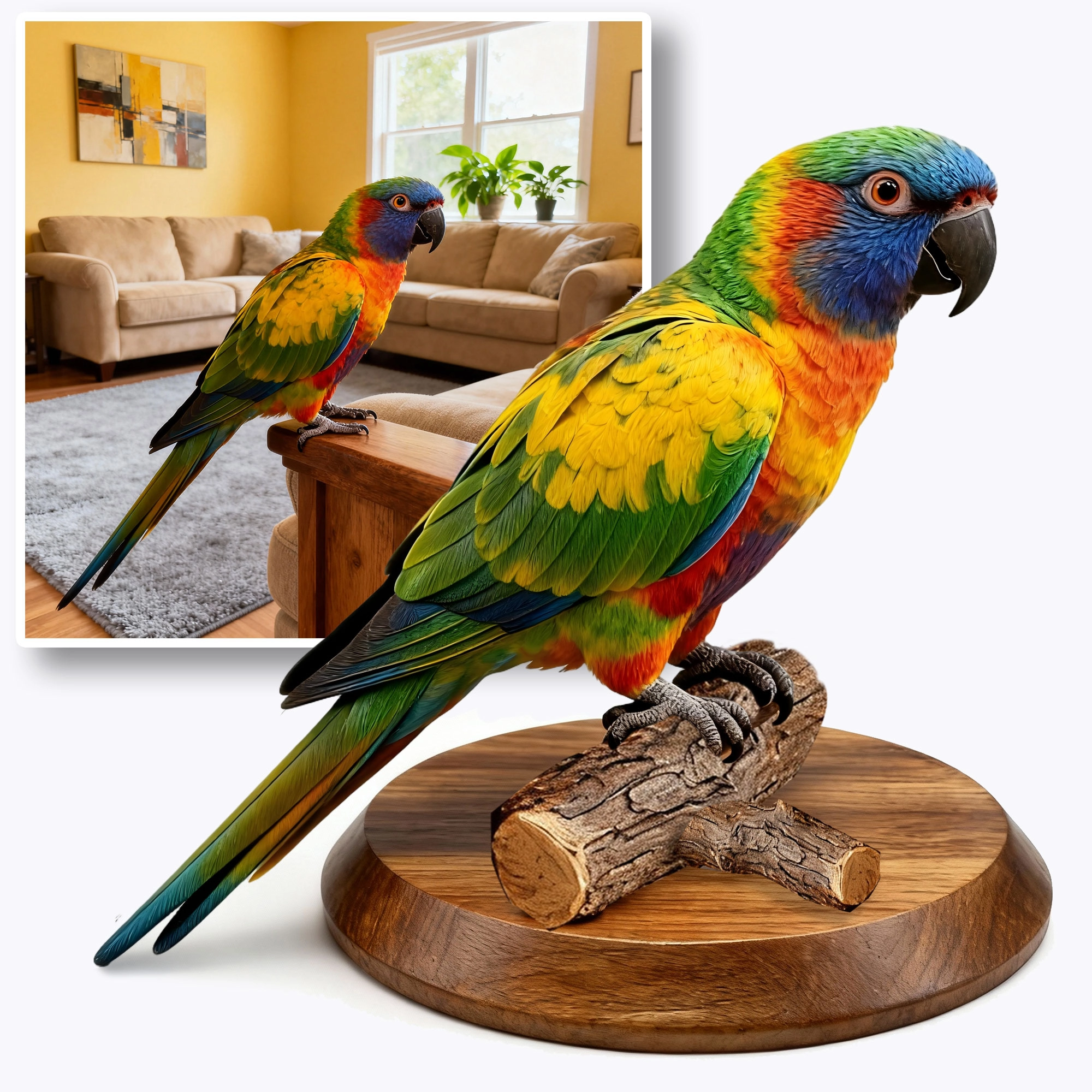 Personalized Highly Realistic Full-Color 3D Parrot Statue
