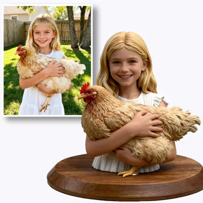 Personalized Highly Realistic Full-Color 3D Bust with Arms with Pet