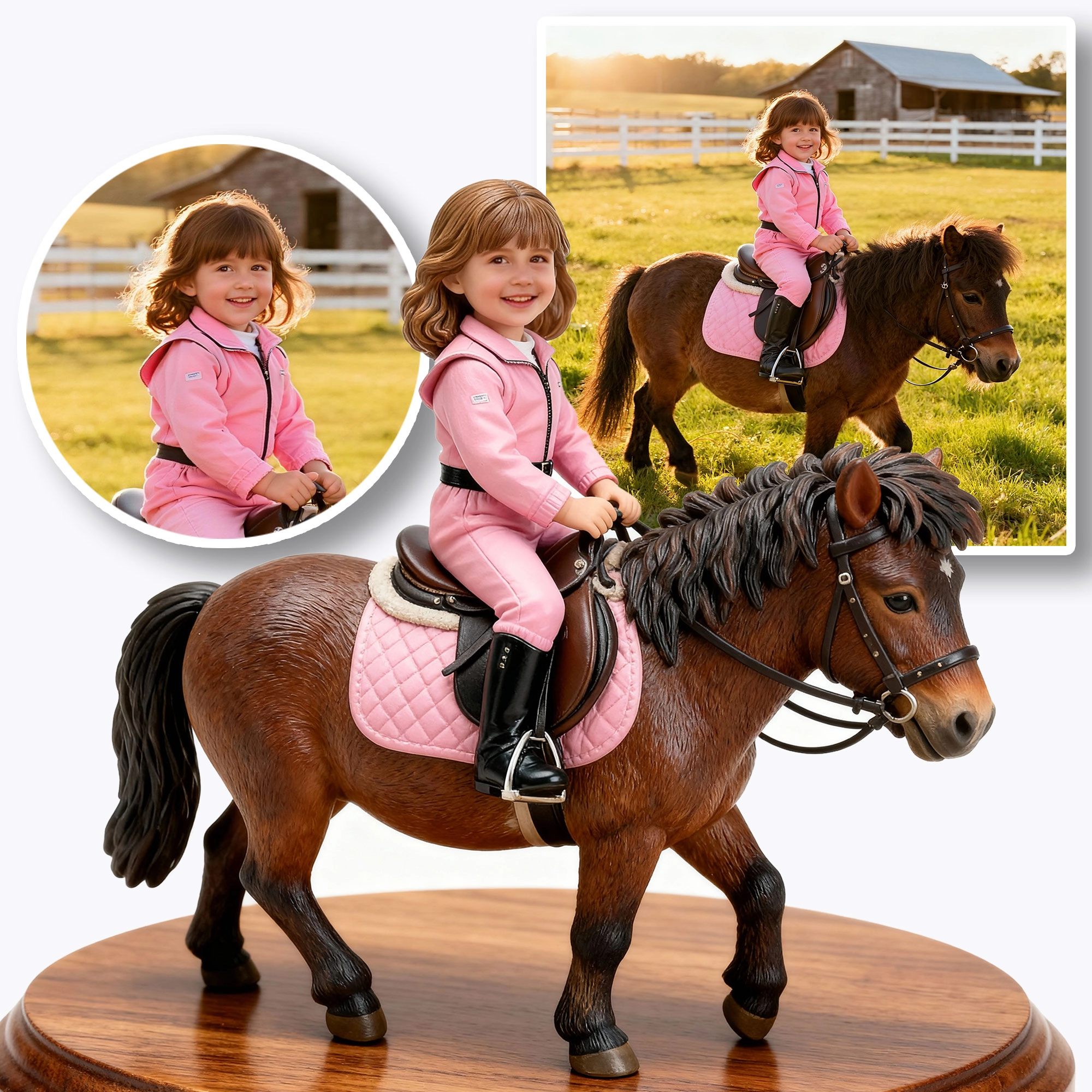 Personalized Highly Realistic Full-Color 3D Bust with Arms Equestrian Enthusiast Figurine