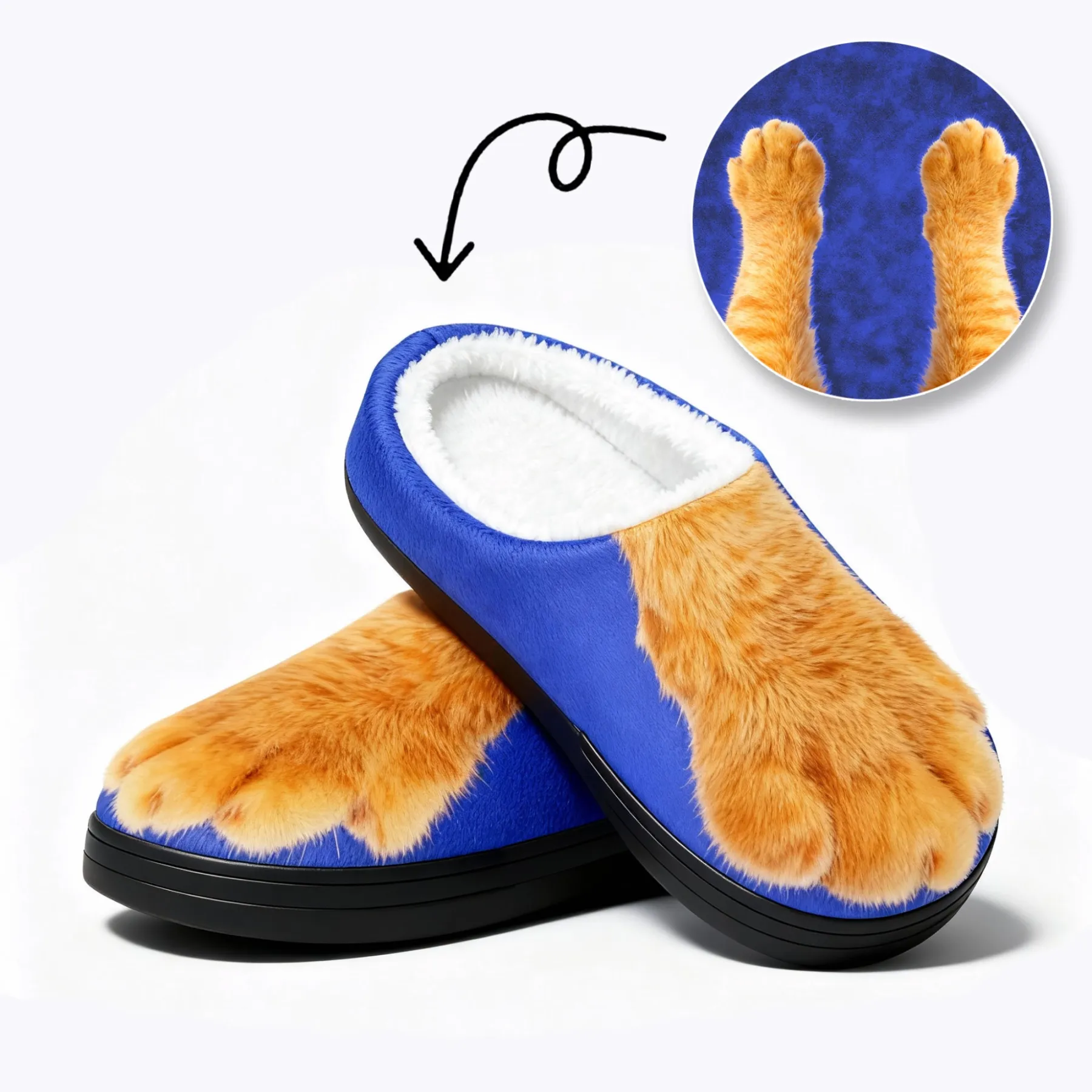 Custom Pet Paw Unisex Fuzzy Indoor Winter Slippers