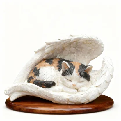 Personalized Highly Realistic Full-Color 3D Pet Dog Cat Memorial Statue with Angel Wings