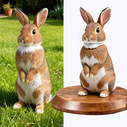 Personalized Highly Realistic Full-Color 3D Rabbit Statue