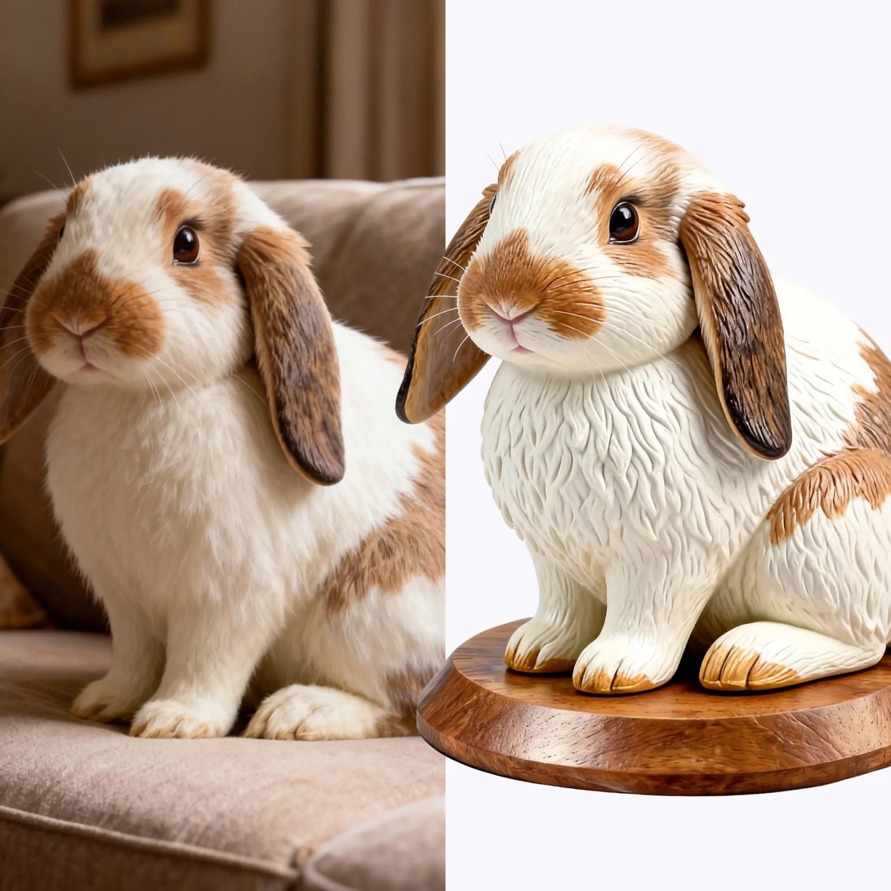 Personalized Highly Realistic Full-Color 3D Rabbit Statue