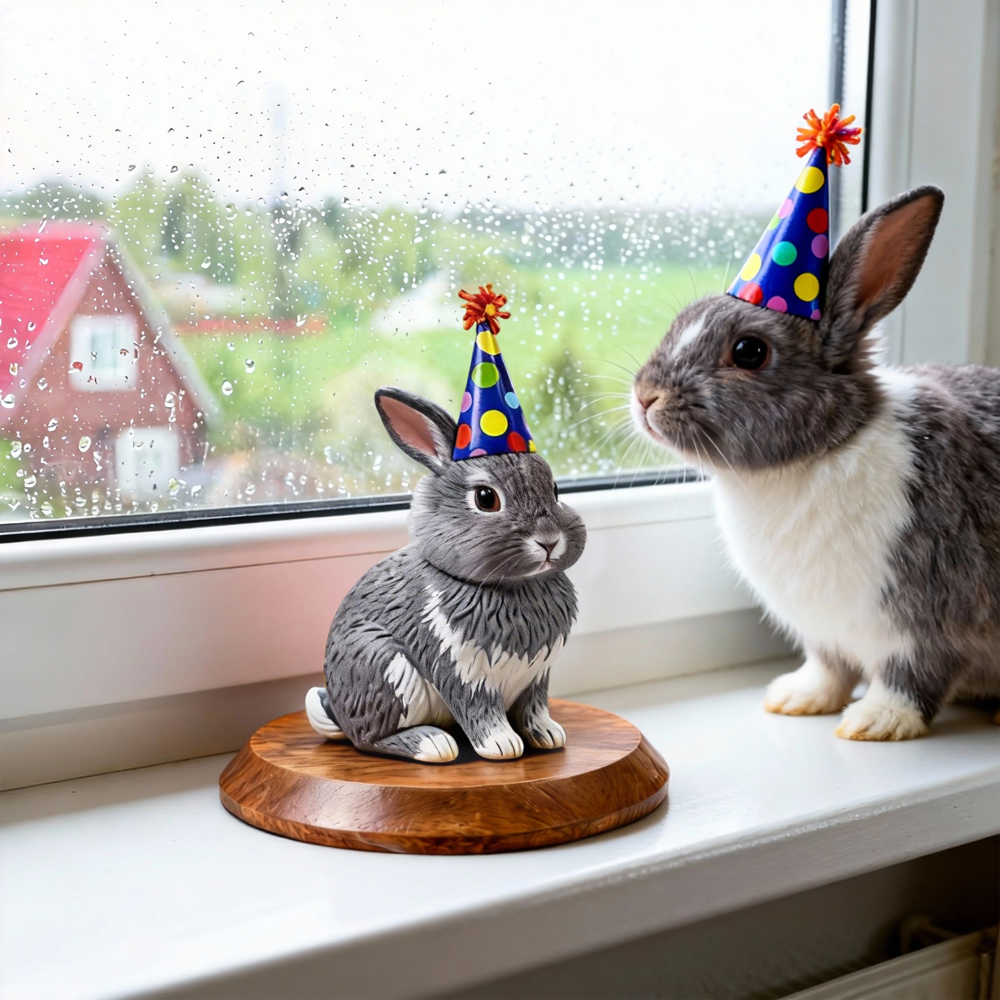 Personalized Highly Realistic Full-Color 3D Rabbit Statue