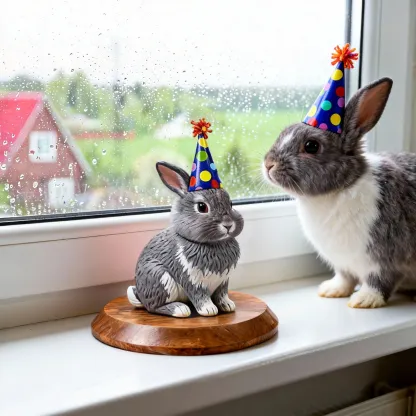 Personalized Highly Realistic Full-Color 3D Rabbit Statue