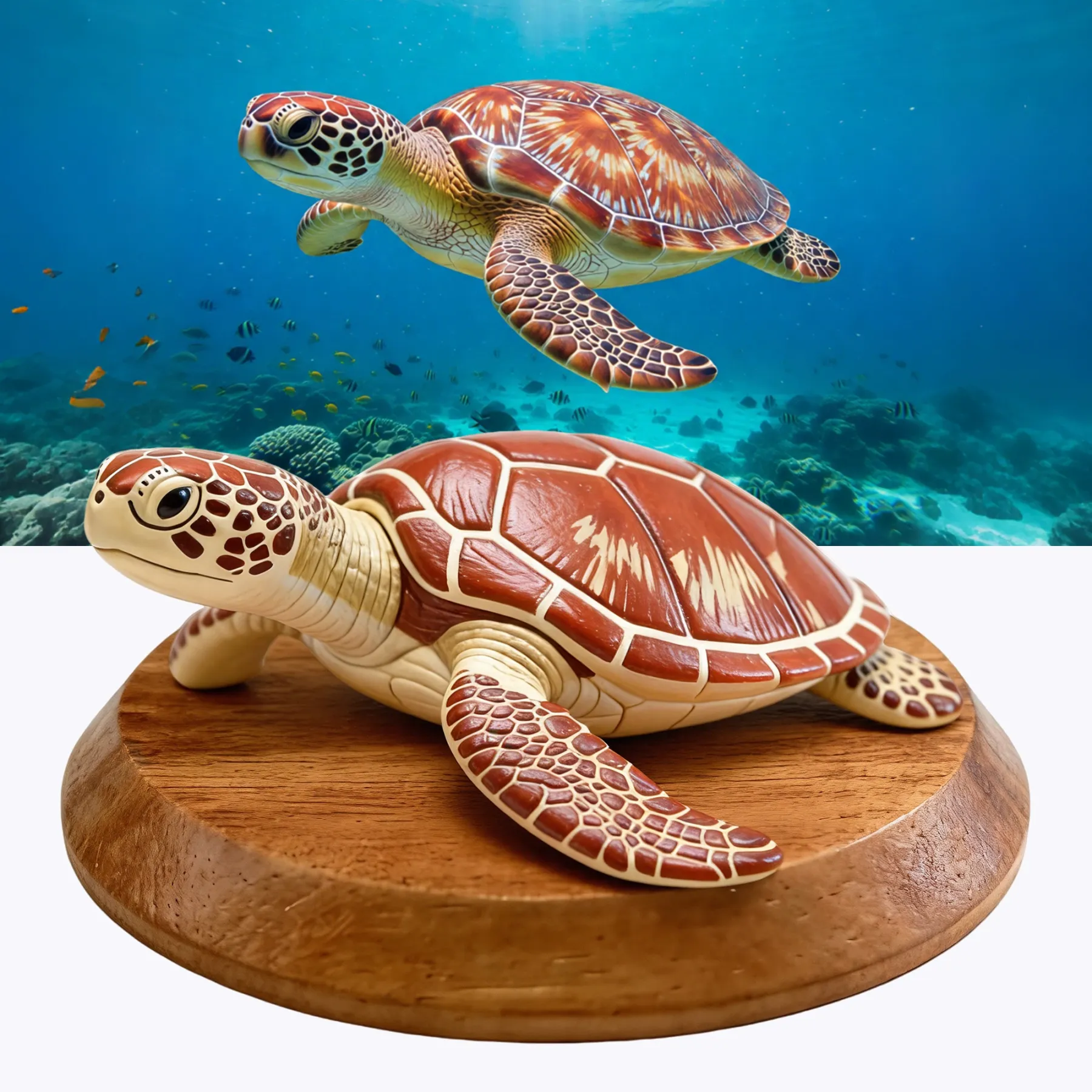 Personalized Highly Realistic Full-Color 3D Sea ​​Turtle Statue