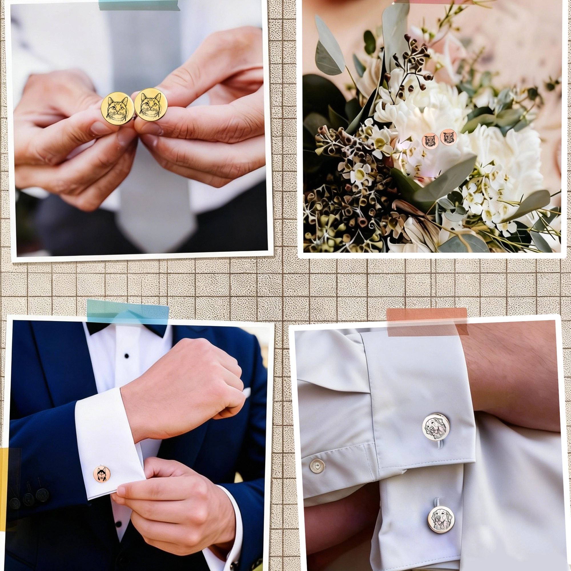 Custom Pet Face Photo Cufflinks