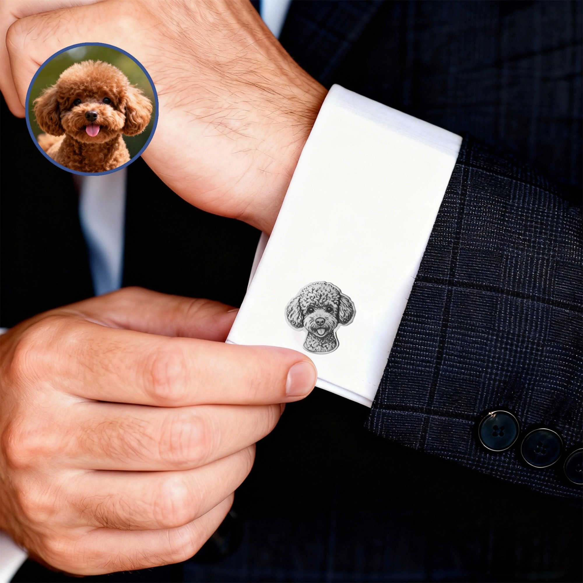 Custom Engraved Pet Face Photo Cufflinks
